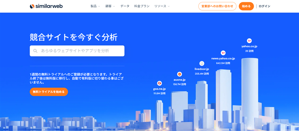 Similarwebのトップページ